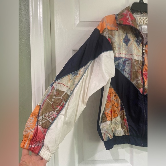 East West Track Jacket Womens Large Colorful Windbreaker 80s 90s Retro Vintage - Picture 2 of 11